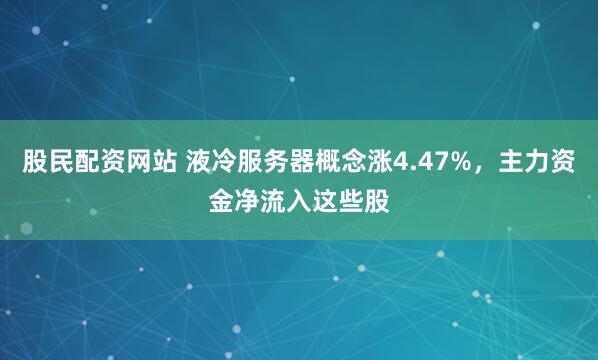 股民配资网站 液冷服务器概念涨4.47%，主力资金净流入这些股